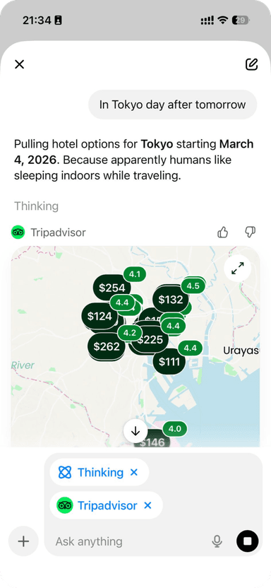 Travel assistant result preview